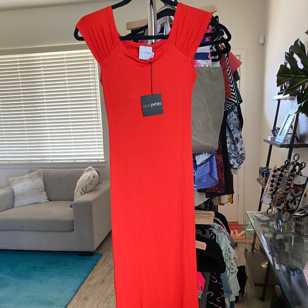 Asos Petite Red Open Back Midi Dress